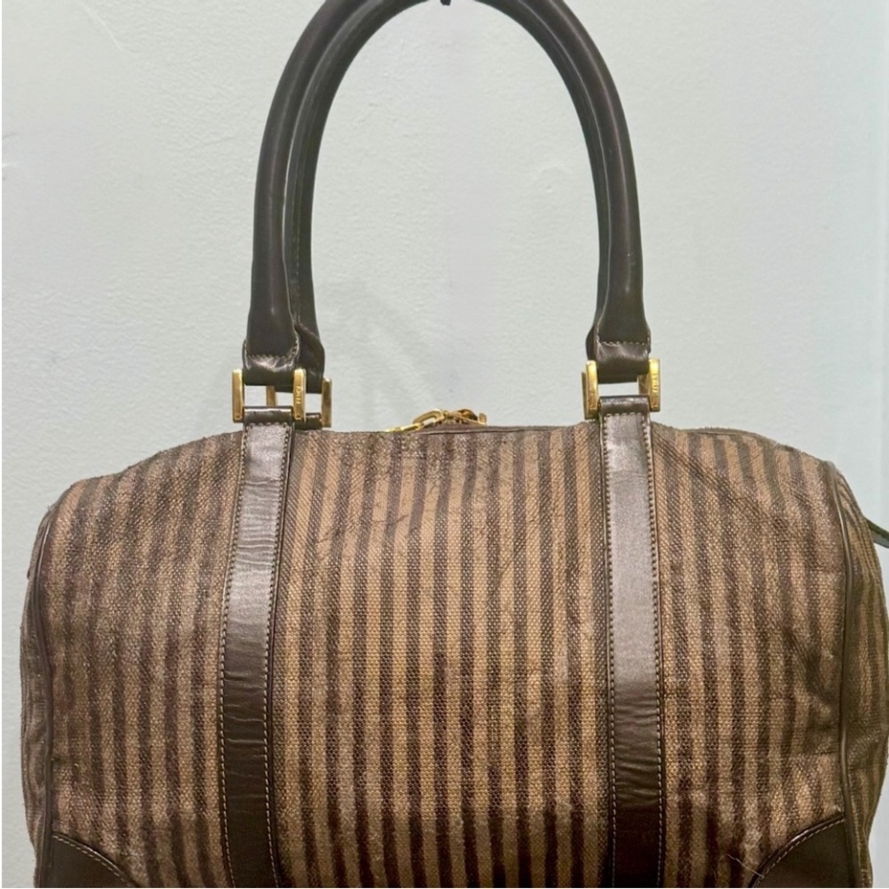 ❤️👝Vintage Fendi Pequin Stripe Brown Bag - Picture 2 of 7